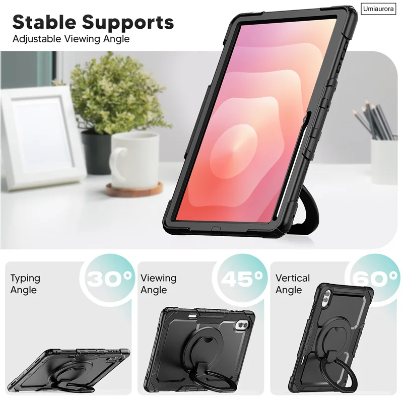 Enhanced Full Body Rugged Tablet Case with Pull Ring Stand and Shockproof Protection