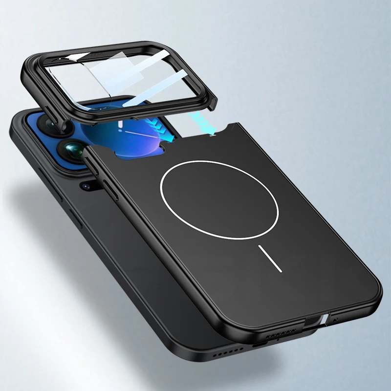 Enhanced Shockproof Matte Magnetic Wireless Charging Back Glass Case