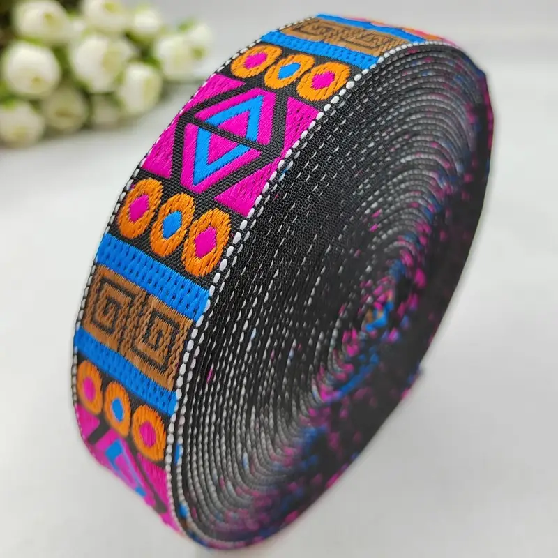 10Yards 26mm 1 Inch Handmade Embroidery Lace Trim Woven Jacquard Ribbon Retro Fashioned For Bag Straps Collar Pillowcase - Image 7