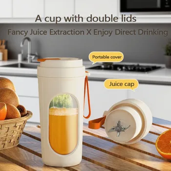 1pc Dual Cup Juicer with Dual Lids - Versatile Juice Blender for Fresh Smoothies and Nutrient-Rich Beverages - Portable and Easy 1