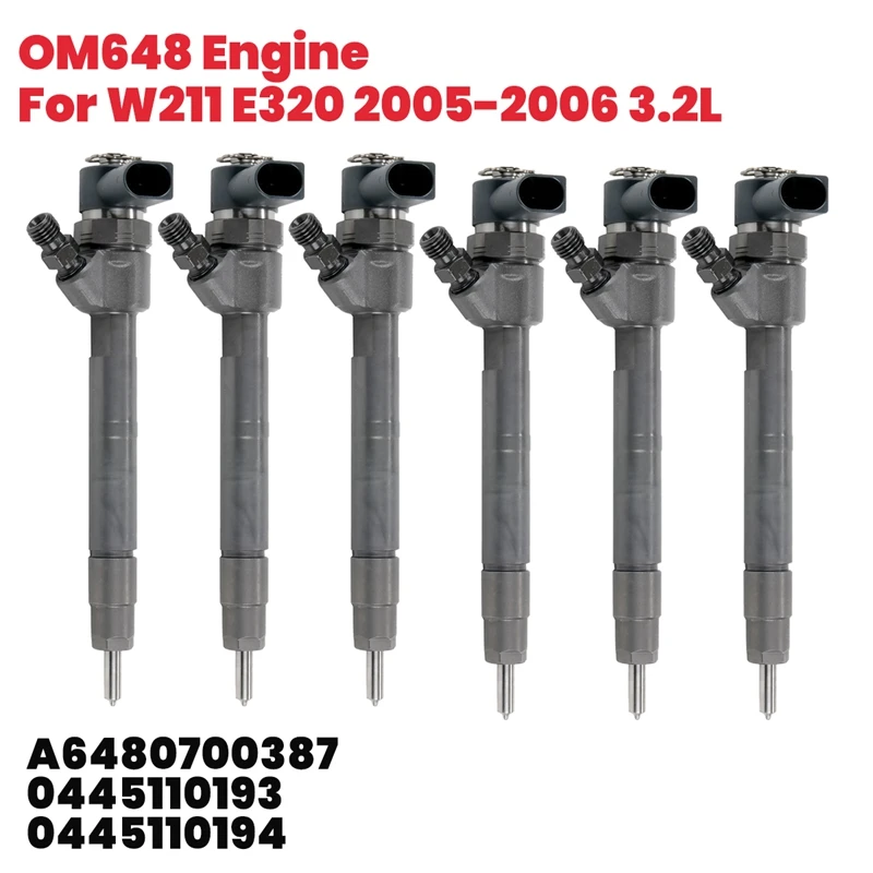 6pcs Diesel Fuel Injector For Mercedes Benz 0506 W211 E320 3.2 Om648