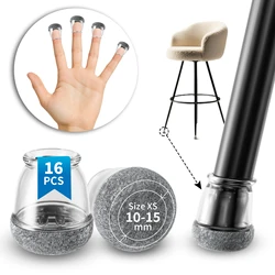 Silicone Chair Leg Floor Protectors with Felt Pads - Protect Hardwood Floors from Scratches (16 Pack, Extra Small) (Diameter 10 - 15mm)