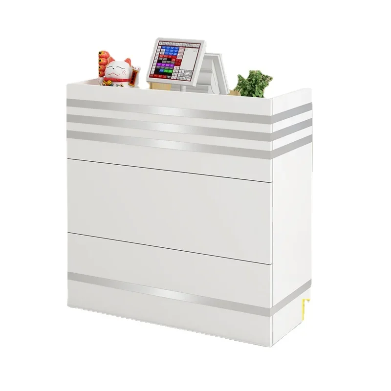 Nordic Reception Desks Small Shop Front Desk Cash Register Modern Barber Shop Clothing Store Curved Bar Reception Counter