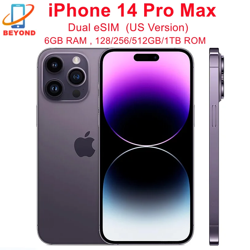 Apple iPhone 14 Pro Max Dual Esim 128/256/512GB/1TB ROM 6GB RAM 