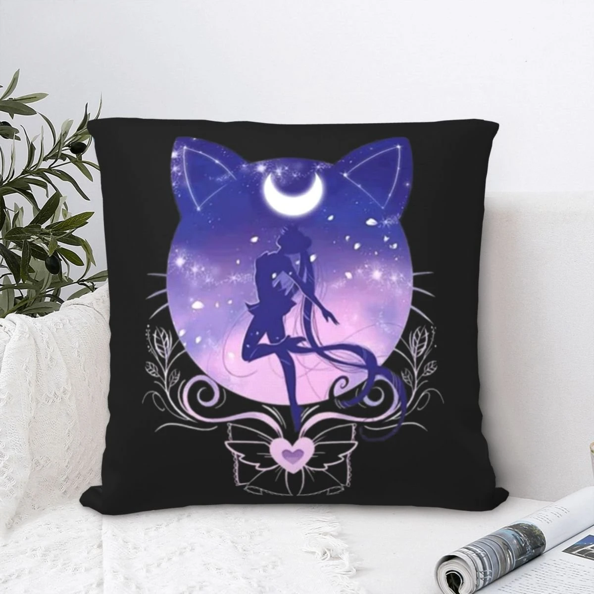 

Sailor Moon Square Pillowcase Cushion Cover cute Zipper Home Decorative Polyester Throw Pillow Case for Sofa Seater Simple