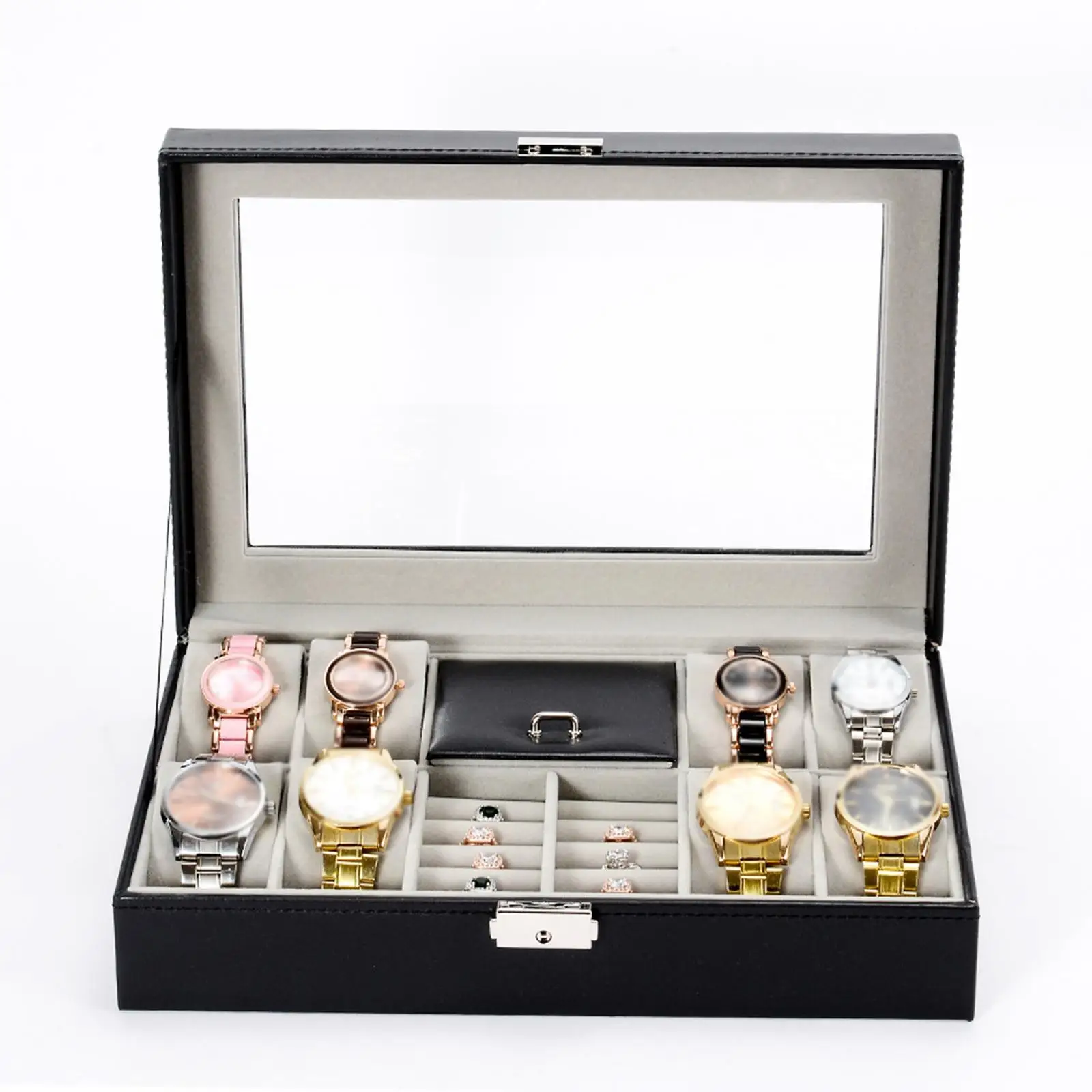 8 Slots Watch Box Collection Watch Holder Display Case Jewelry Box Gift