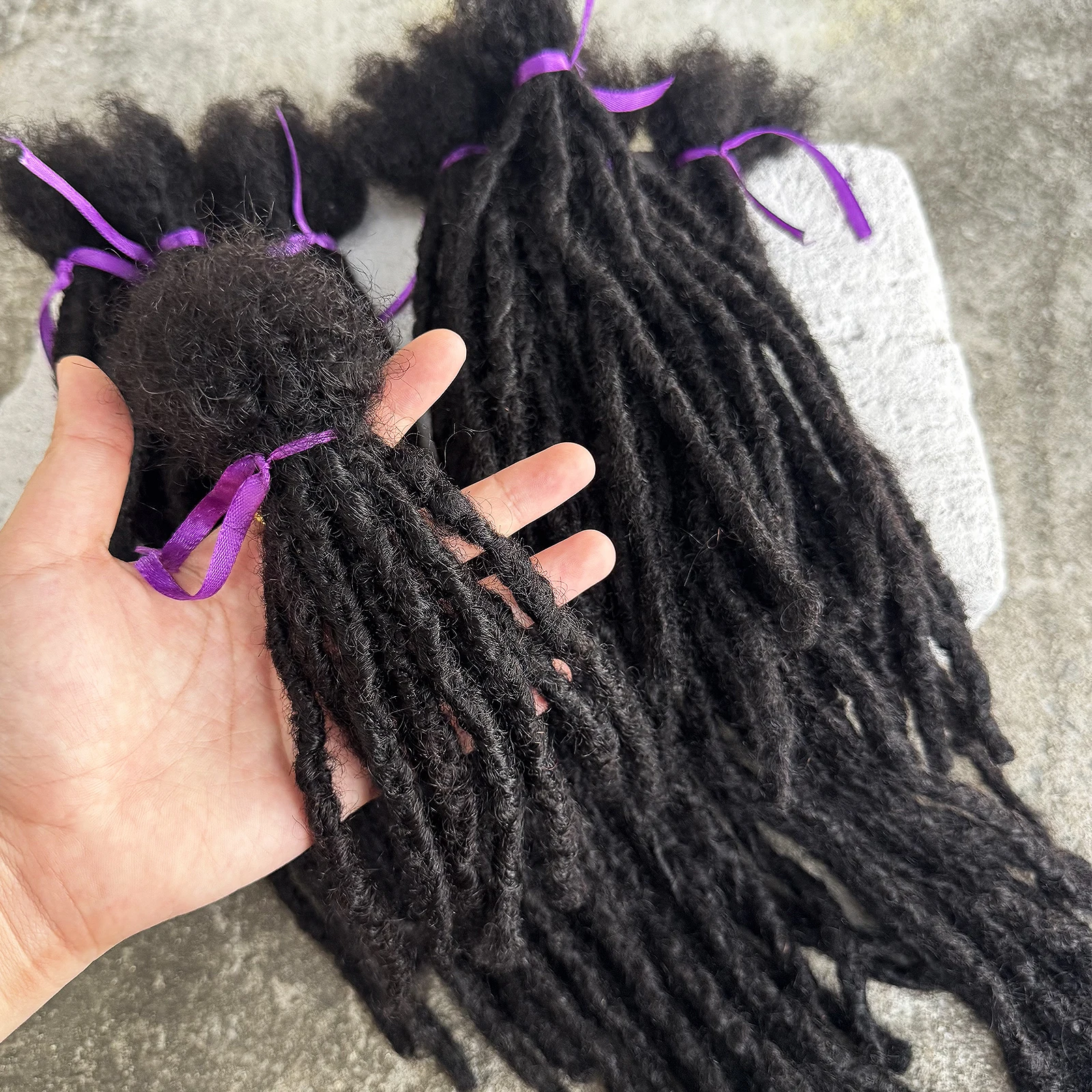 100% Handmade Loc Extension Human Hair Handmade 50 Strands 6-20inch Human Hair Inter Loc Dreadlock Extension for Men Women Kids 3