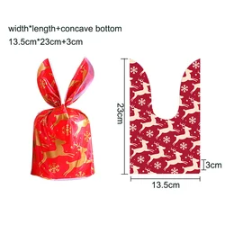Festive Christmas Candy and Cookie Gift Bags - Santa, Snowman, and Rabbit Ear Designs for 20pcs (Red Deer)