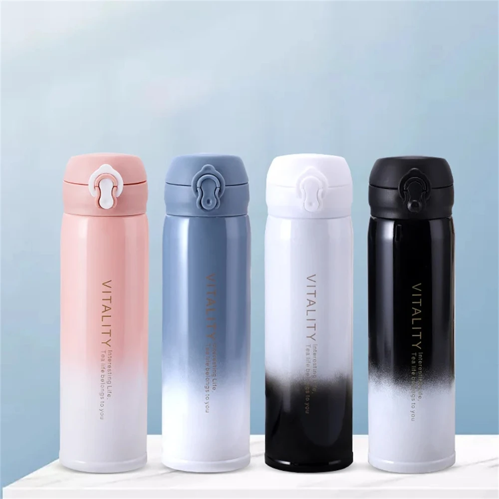 

500ML Korean Gradient Color Portable Vacuum Kettle Office Use Stainless Steel Insulation Coffee Cup Thermos Mug