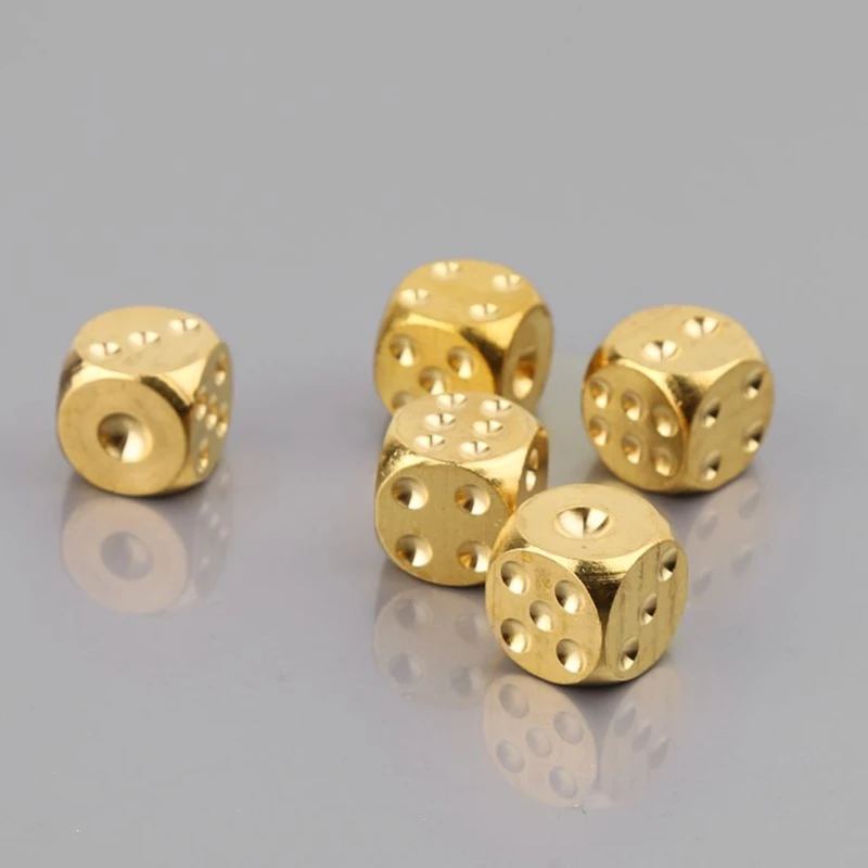 6 Pcs Board Games Brass Solid Four Sided Dices Math Counting Teaching Props