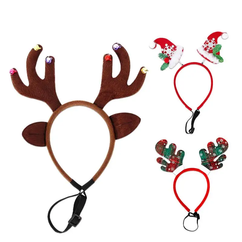 

Christmas Dog Supplies Elk Reindeer Antlers Headband Santa Hat Pet Christmas Cool Dog Costume Cute Headwear Accessories Supplies