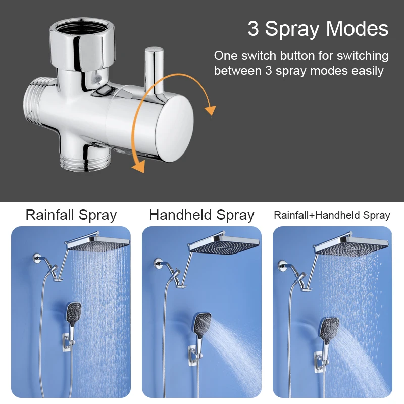 1set household Large panel Shower Top, Handheld Shower Head, Wall Mounted With Adjustable Extension Shower Arm 2