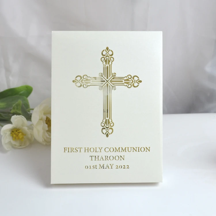 Holy Communion 50 Gold Religious Invitations Baptism,... Confirmation 