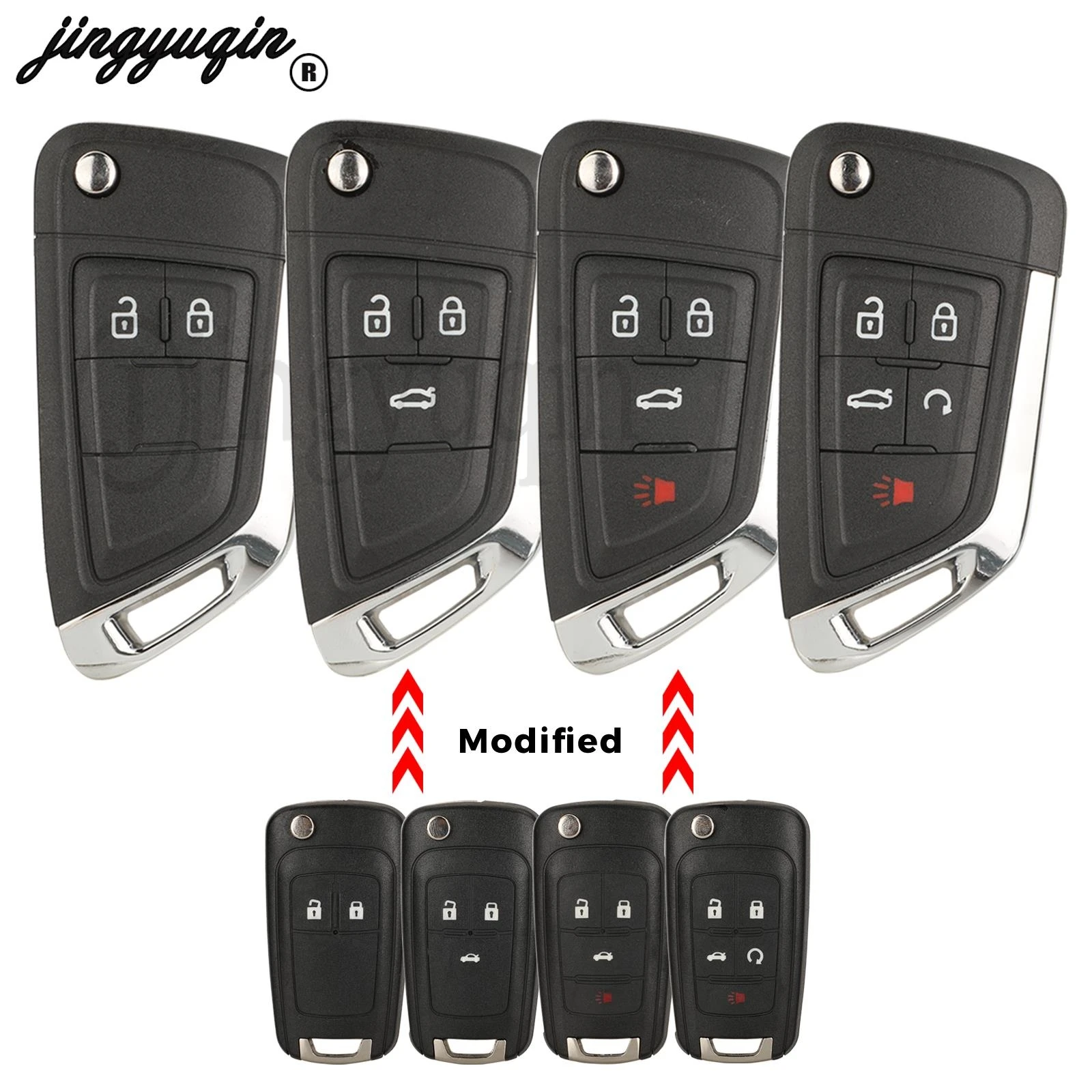 

jingyuqin Modified Folding Flip Remote Key Shell Case For Chevrolet Cruze Epica Lova Camaro Impala HU100 Blade 2/3/4/5 Button