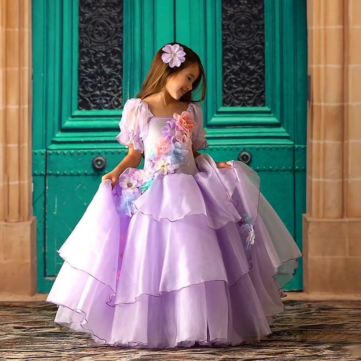 Abito Tutù Per Bambine Principessa Fiore - Vestito A Strati Per Natale, Festa E Matrimonio