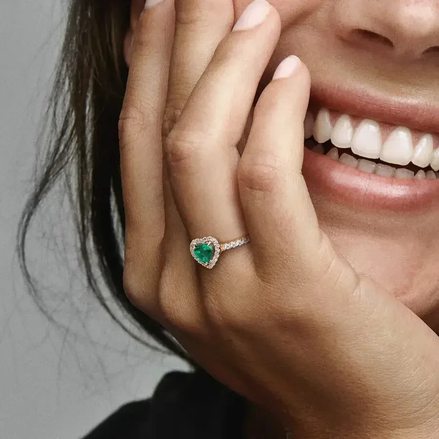 925 Sterling Silver Women's Ring with Colorful Zircon Fit Pandora Bracelets finger ring silver ring sparkling heart ring