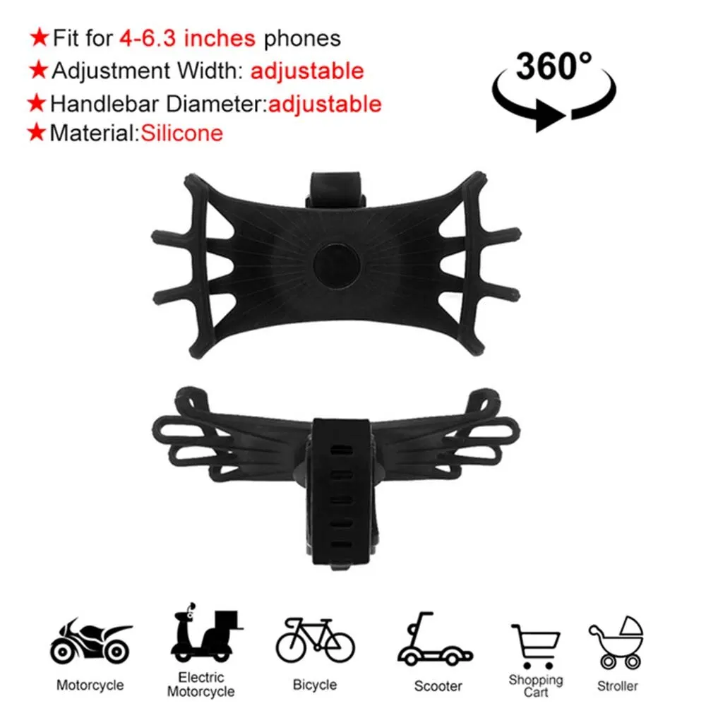 Bike Phone Holder 360 Rotatable Silicone Motorcycle Stand Bracket GPS Support Iphone 11 Xiaomi 10 Huawei P40