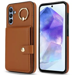 Elegant Flip Folio Wallet Case with Card Holder - Premium PU Leather Cover - Galaxy A15 (Brown)
