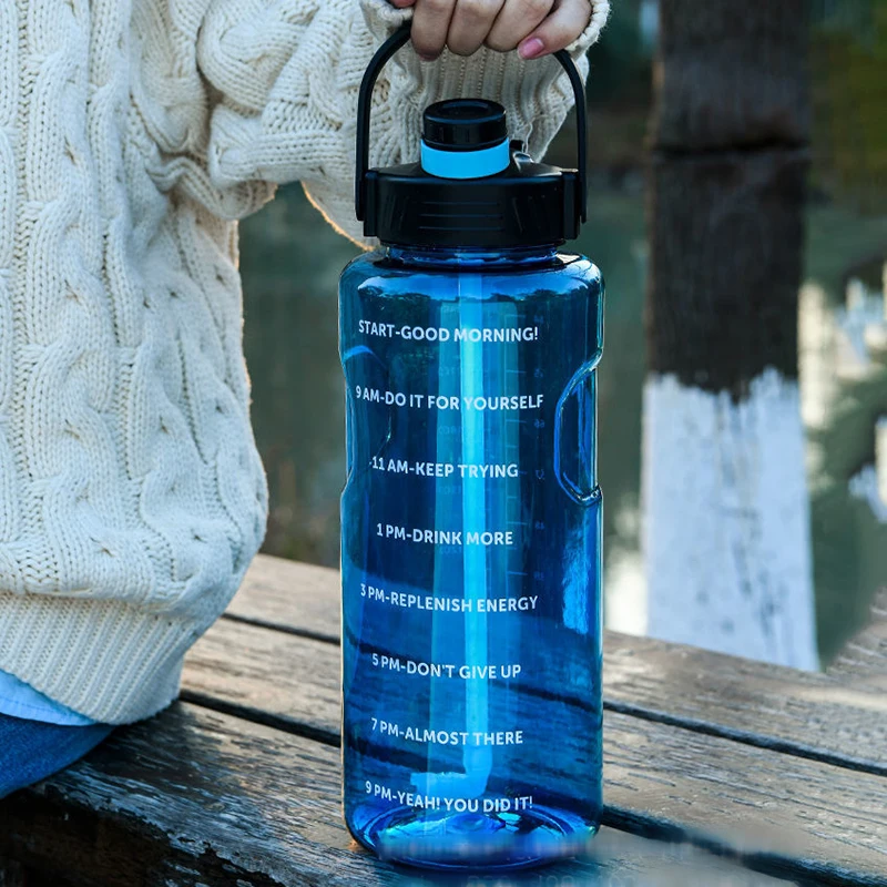 Sports Water Bottle 1.5L 2L 3L With Straw Plastic And Time Stamp For Home Outdoor Sports,portable water bottle,sports water bag