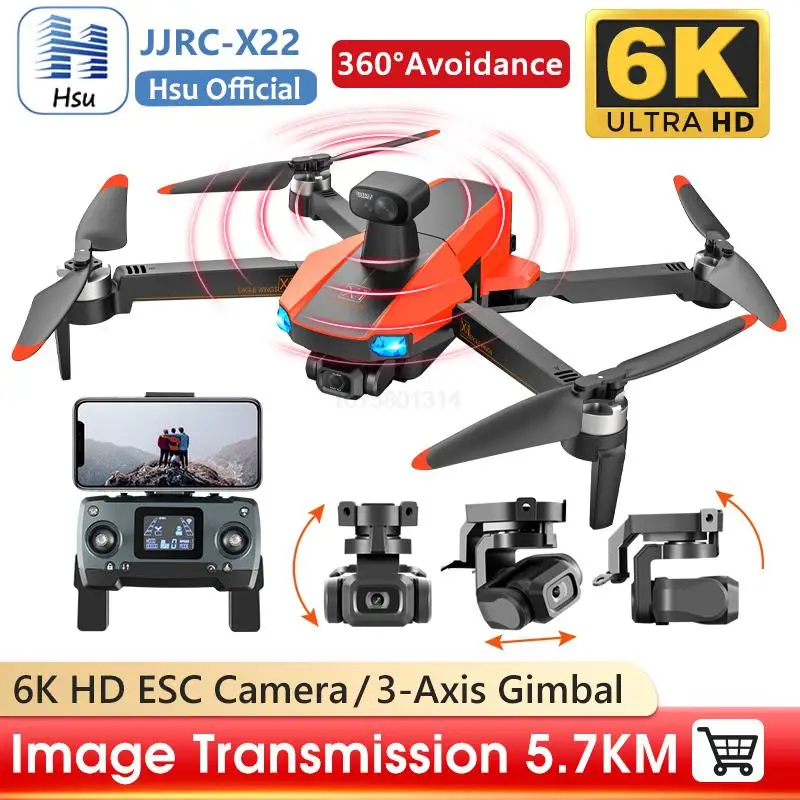

JJRC X22 Drone 6K Professional 3-Axis Gimbal Brushless GPS 5G WIFI 360 Obstacle Avoidance 5.7KM 33min Flight RC Dron Quadcopter