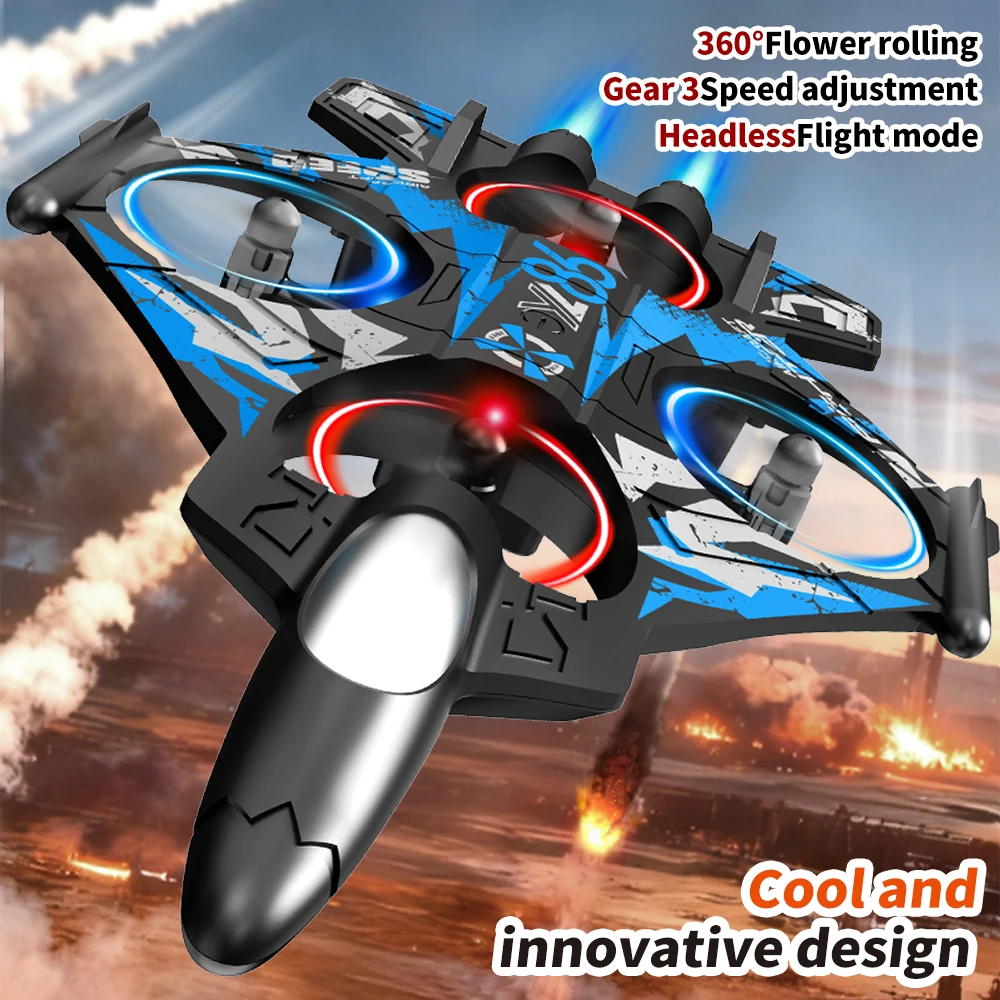 YL86 RC Plane Helicopter Three speed switching Aircraft Rolling at 360 °Fighter Hover at fixed height RC Drone Toys - 5
