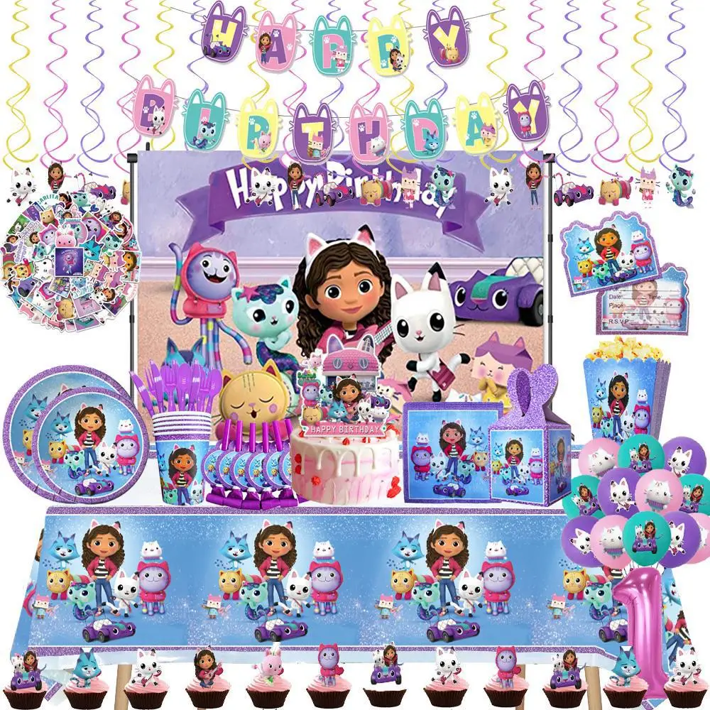 Gabby – Fournitures De Fête D'anniversaire À Thème De Chat De Maison De  Poupée, Ensemble De Ballons De Banderole, Ensemble De Décoration Pour  Joyeux Anniversaire, Jouets Figurines - Party & Vacances Diy Décorations -  AliExpress