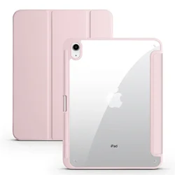 Premium iPad Case with Pen Holder and Clear Acrylic Back for iPad Pro 11 2021 3rd (Pink)