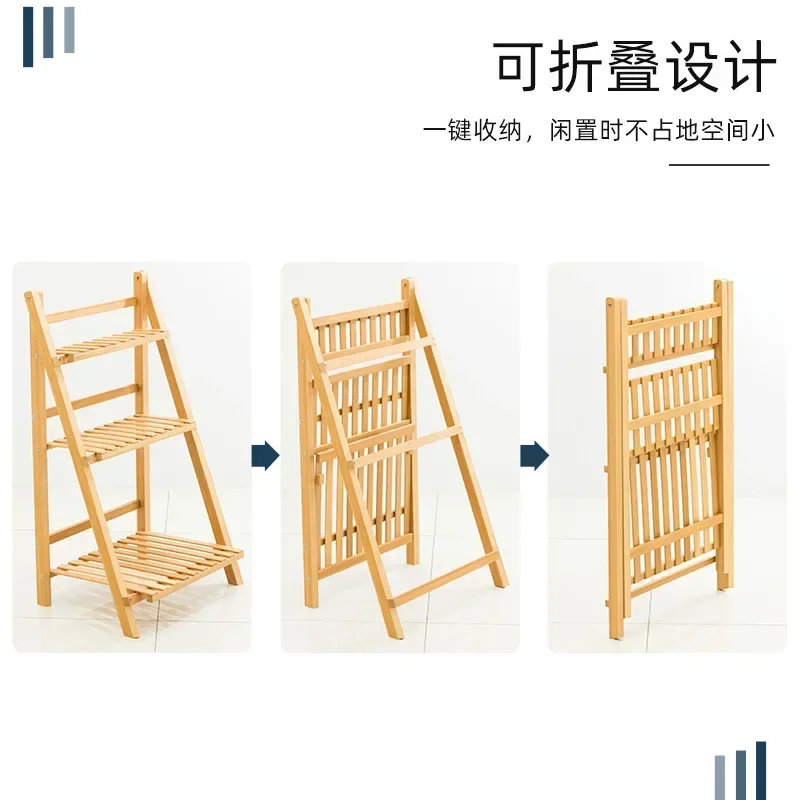 Multistory Balcony Flower Rack Solid Wood Indoor Floor Fleshy Living Room Flower Rack Pot