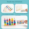 Wooden children's colorful color sorting toys, rainbow sets of columns, shape stringing matching, educational building blocks 5