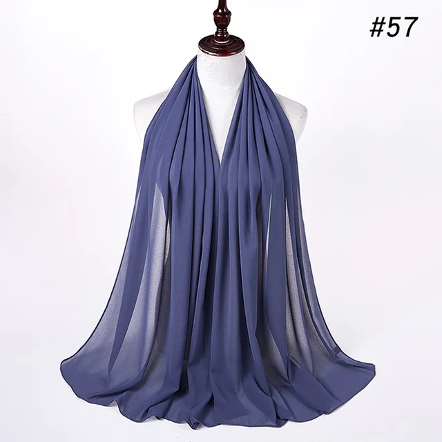 Musulman en mousseline de soie Hijab femmes bulle en mousseline de soie écharpe pour femmes dames voile musulman Islam couleur unie malaisie Musulman Wrap foulards