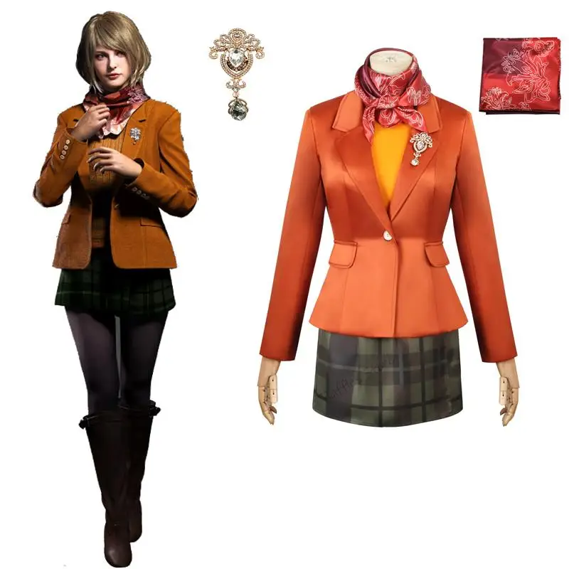 

Ashley Graham Cosplay Game Evil 4 Cosplay Costume Jacket Dress Women Sweaters Outfits Halloween Carnival Party Suit