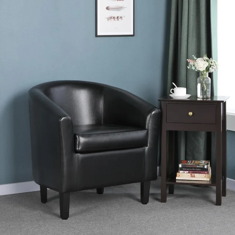 Faux Leather Club Chairs, PU Leather Accent Chairs, Waiting Room Chair with Soft Padded Seat for Living Room Bedroom Reading