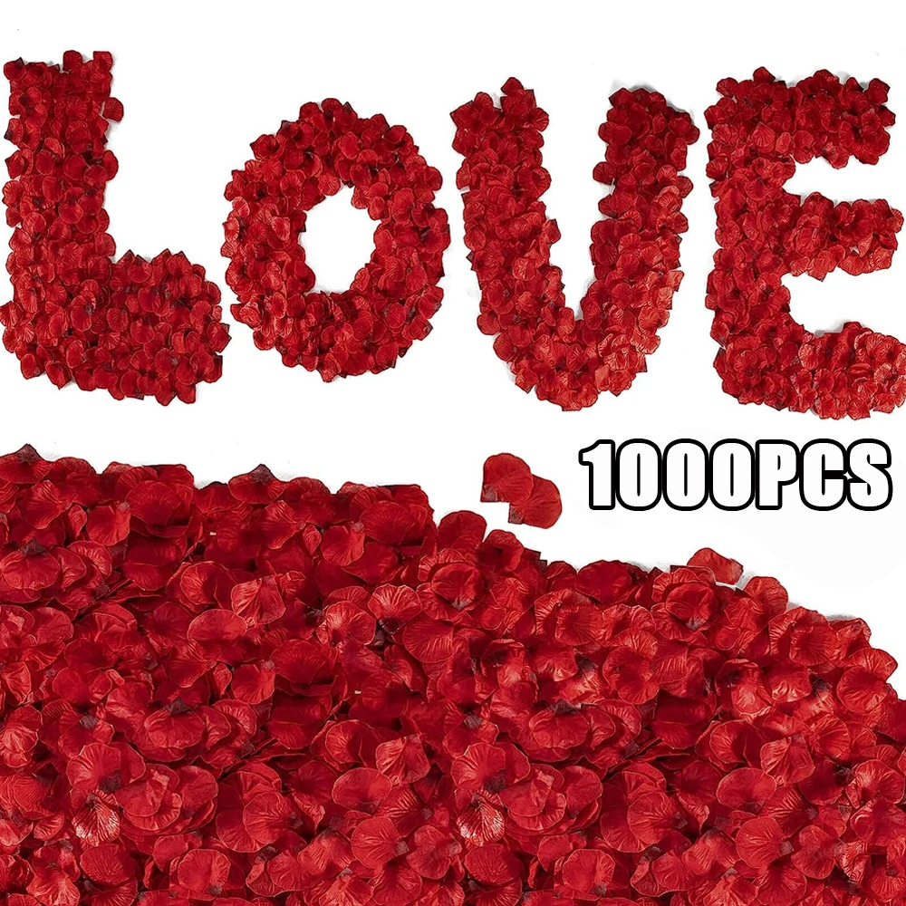 

1000/100Pcs Artificial Rose Petals Colorful Romantic Silk Rose Flower Anniversary Wedding Party Xmas Home Decoration Supplies