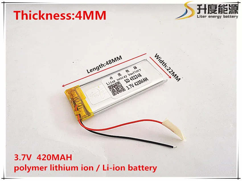 

2pcs [SD] 3.7V,420mAH,[402248] Polymer lithium ion / Li-ion battery for TOY,POWER BANK,GPS,mp3,mp4,cell phone,speaker