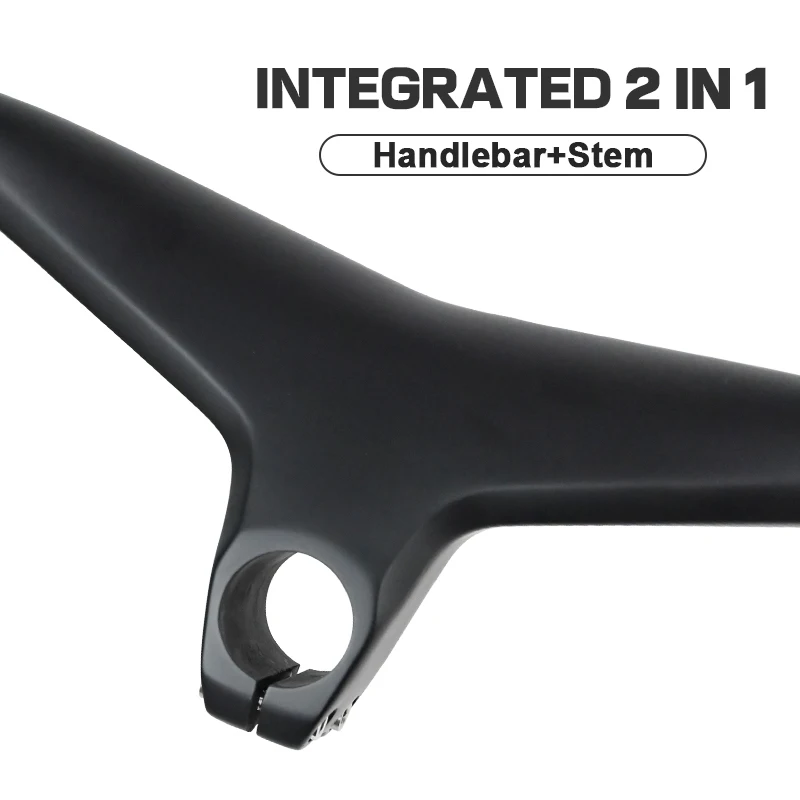 Carbon Fiber Integrated Handlebar, 28.6mm-17 Degree MTB Bicycle Handlebar and Stem, Bike Parts, 600 ~ 800x70-100mm