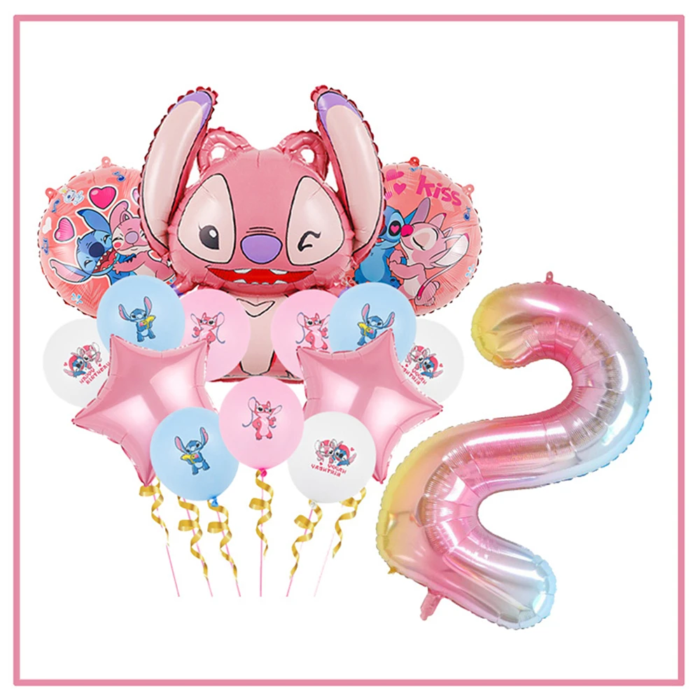 thumbnail image 1 of Suministros para decoraciones de fiesta de cumpleaños de Disney Stitch, platos de papel en ángulo de Lilo&Stitch rosa, servilletas, vasos, globos, vajilla para baby shower, 1 of 5