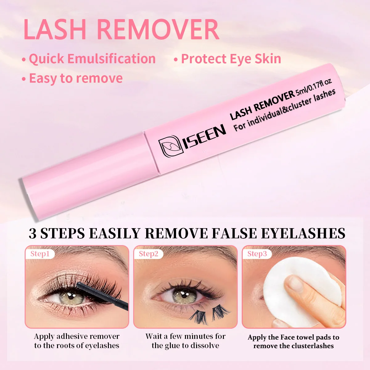 DIY Lash Extension Kit with Glue Remover and Tweezers