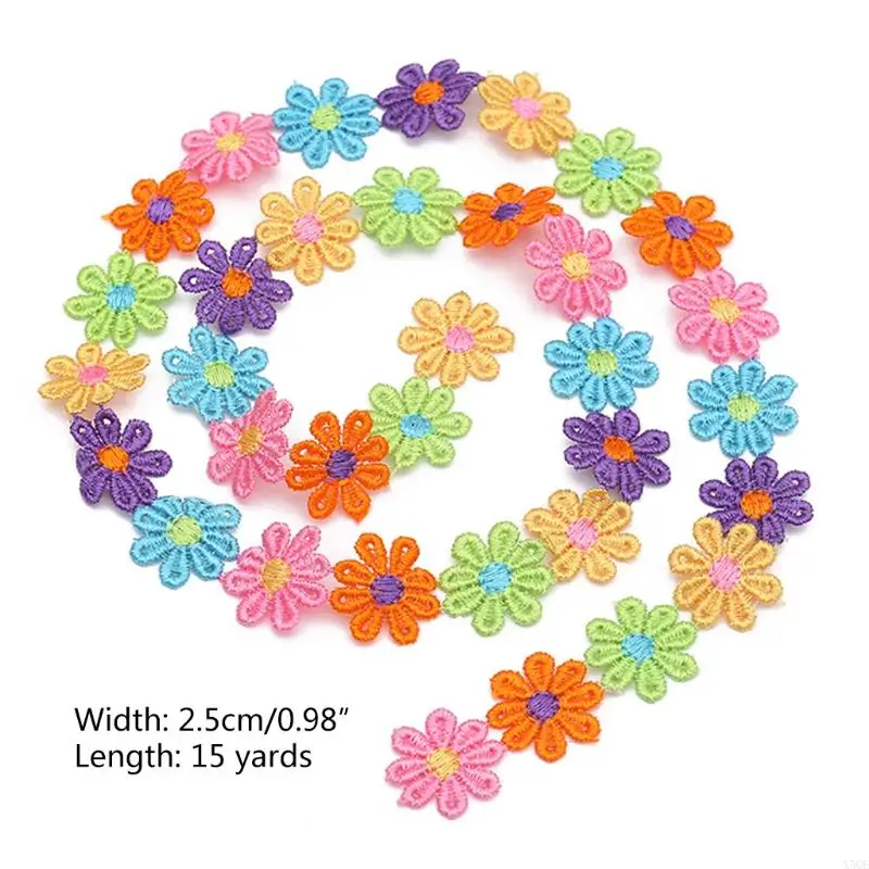 15 Yards Color for Sun Flower Decorating Lace Embroidered Trim Ribbon Appl