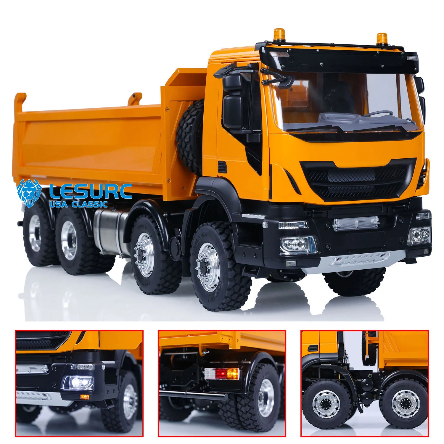 Toys 8X8 LESU 1/14 RC Hydraulic Dump Truck Cars Light Sound Systems Remote Control Tipper Dumper Painted Gift for Boys THZH1711 3