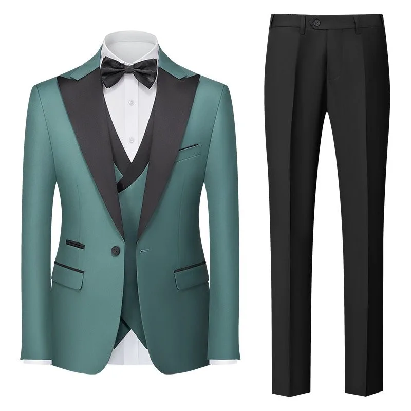 Y12Groom and best man Korean style slim fit three-piece banquet dress