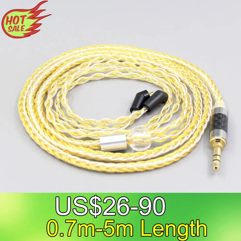 

LN007316 8 Core OCC Silver Gold Plated Braided Earphone Cable For Etymotic ER4B ER4PT ER4S ER6I ER4 2pin