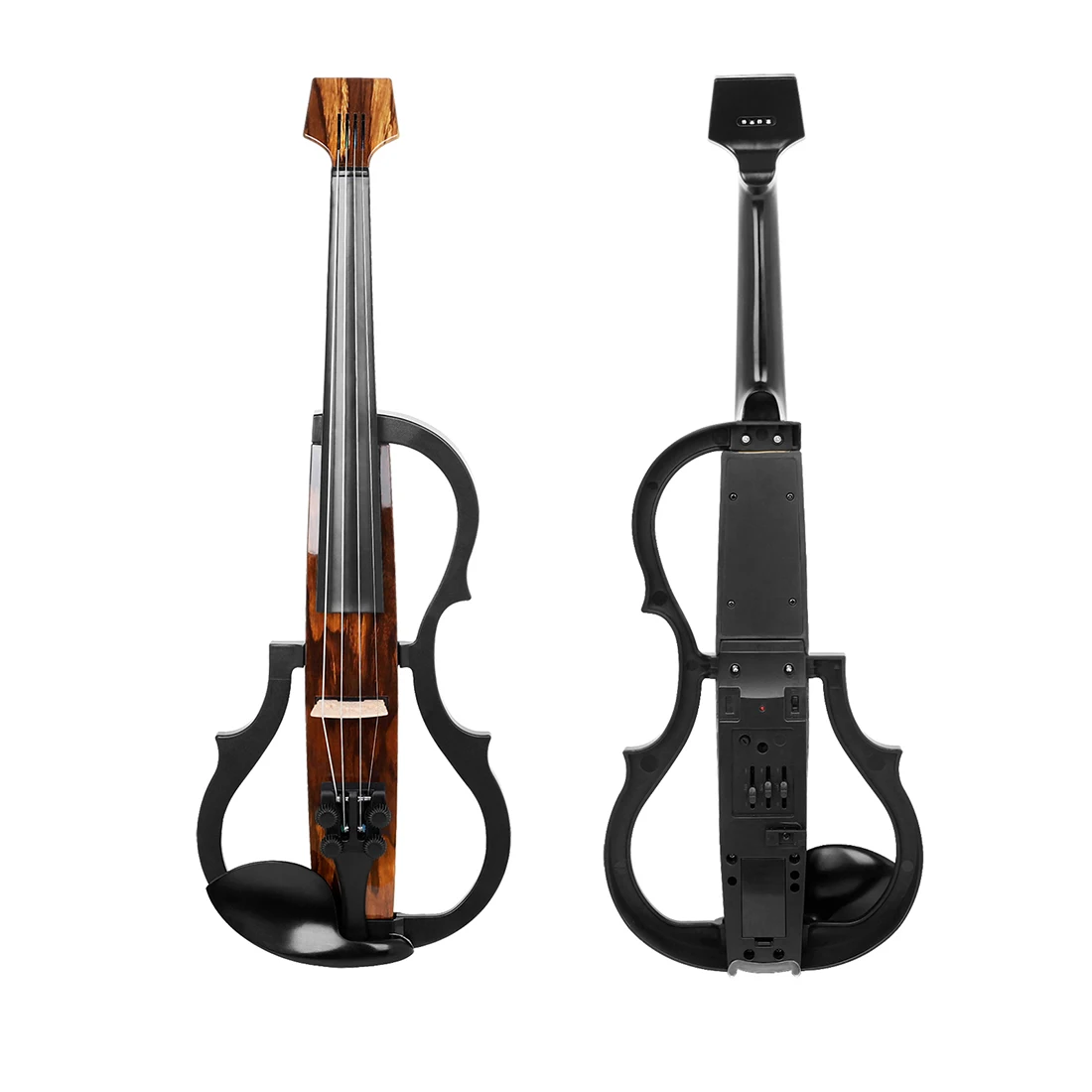 Electric Violin 4/4 Carbon Fiber Silent Smart Technology Advanced Wood Grain Professional Electric Violin Shoulder Headphones