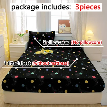 Set di lenzuola con angoli in tre pezzi opachi con motivo a stella moderno semplice in 3 pezzi, set copriletto stampato per camera da letto, biancheria da letto 1