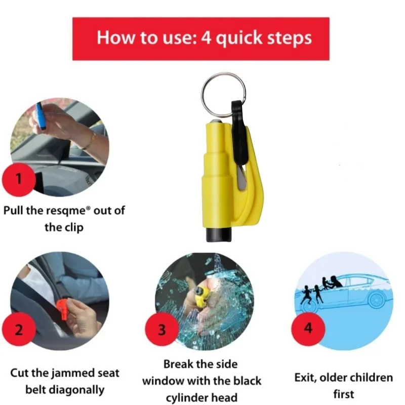 Car Safety Hammer 2-in-1 Emergency Keychain Seatbelt Cutter And Window Breaker Vehicle-Mounted Multifunctional Safety Hammer For Car Escape Tool