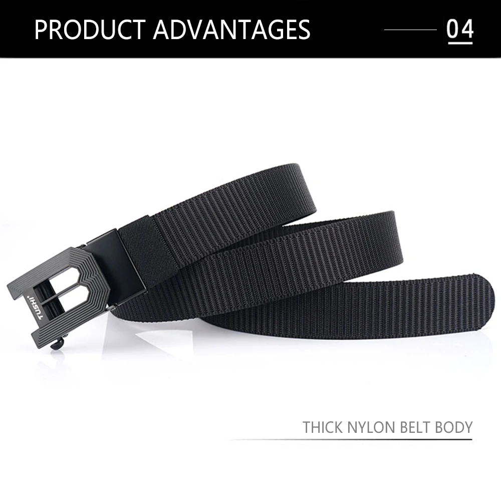 Tushi Metall automatische Schnalle Nylon männliche Armee Outdoor-Jagd taktischen Gürtel Herren militärische Taille Leinwand Gürtel hochwertige Riemen – Detail 9
