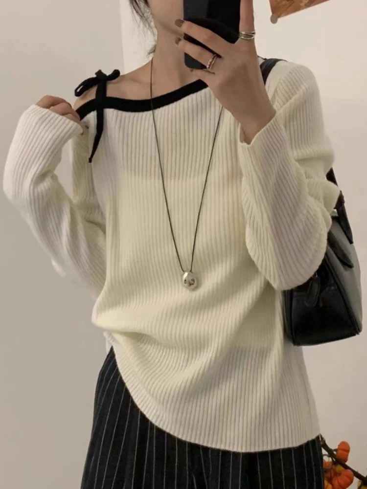 Autumn Women Knitted Off Shoulder Sweater