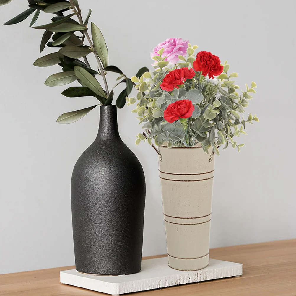 

Home Furnishings Flower Vase Iron Plant Bucket for Arrangement Farmhouse Vintage