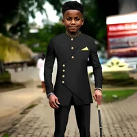 African Boys 2 piece Suit Jacket Pants Party Wedding Tuxedo Kids Dance Custom Clothes 2-16 years Old