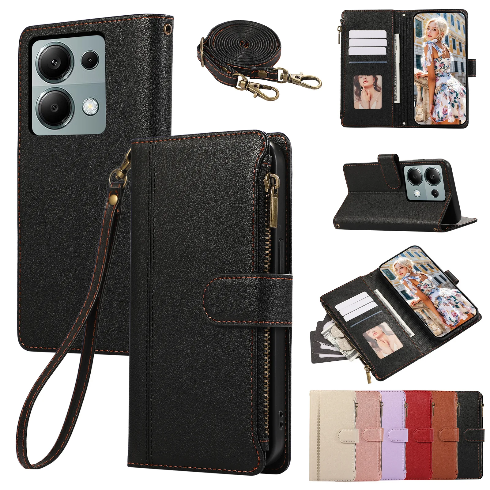 Turbo 5 Max Embossed Zipper Multi-Card Holder Phone Case - Premium Artificial Leather