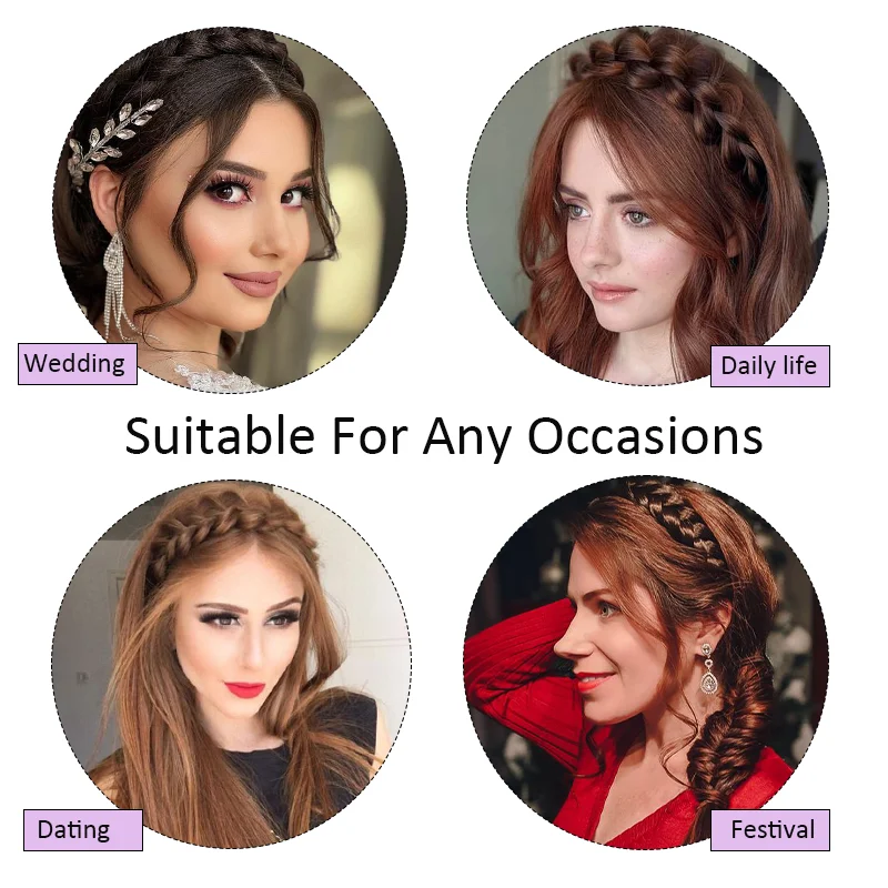 LUPU Synthetic Braided Headband Handmade Messy Braided Headband Hairpiece With Elastic Hairband For Women Girls Daily Party Wear